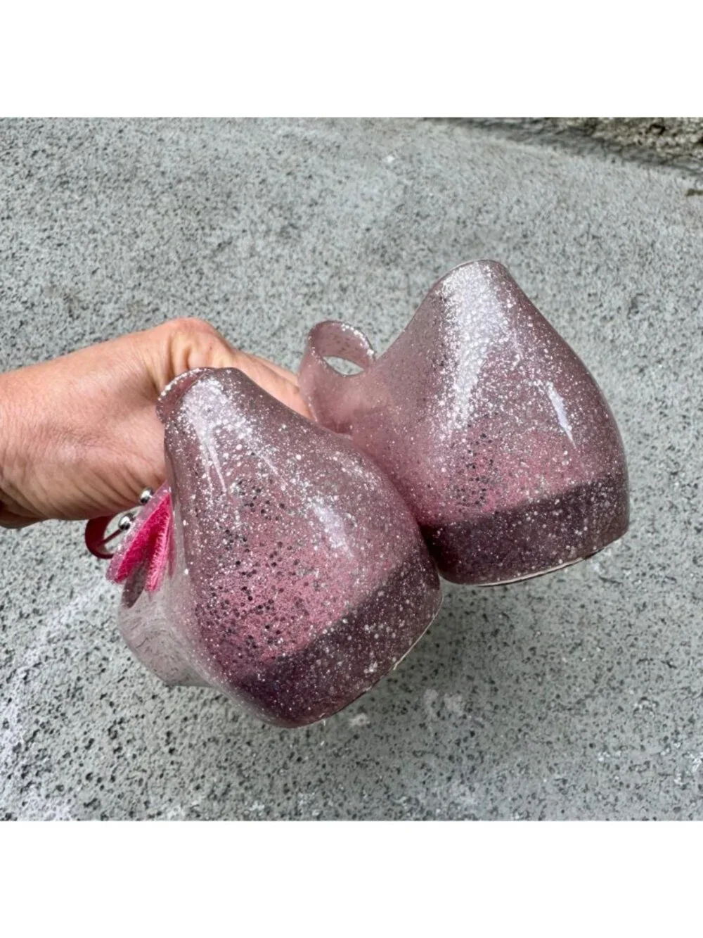 MINI MELISSA Ultragirl Bow Pink Glitter Jelly Flats Girls 12 Mary Jane Shoes - Picture 4 of 10